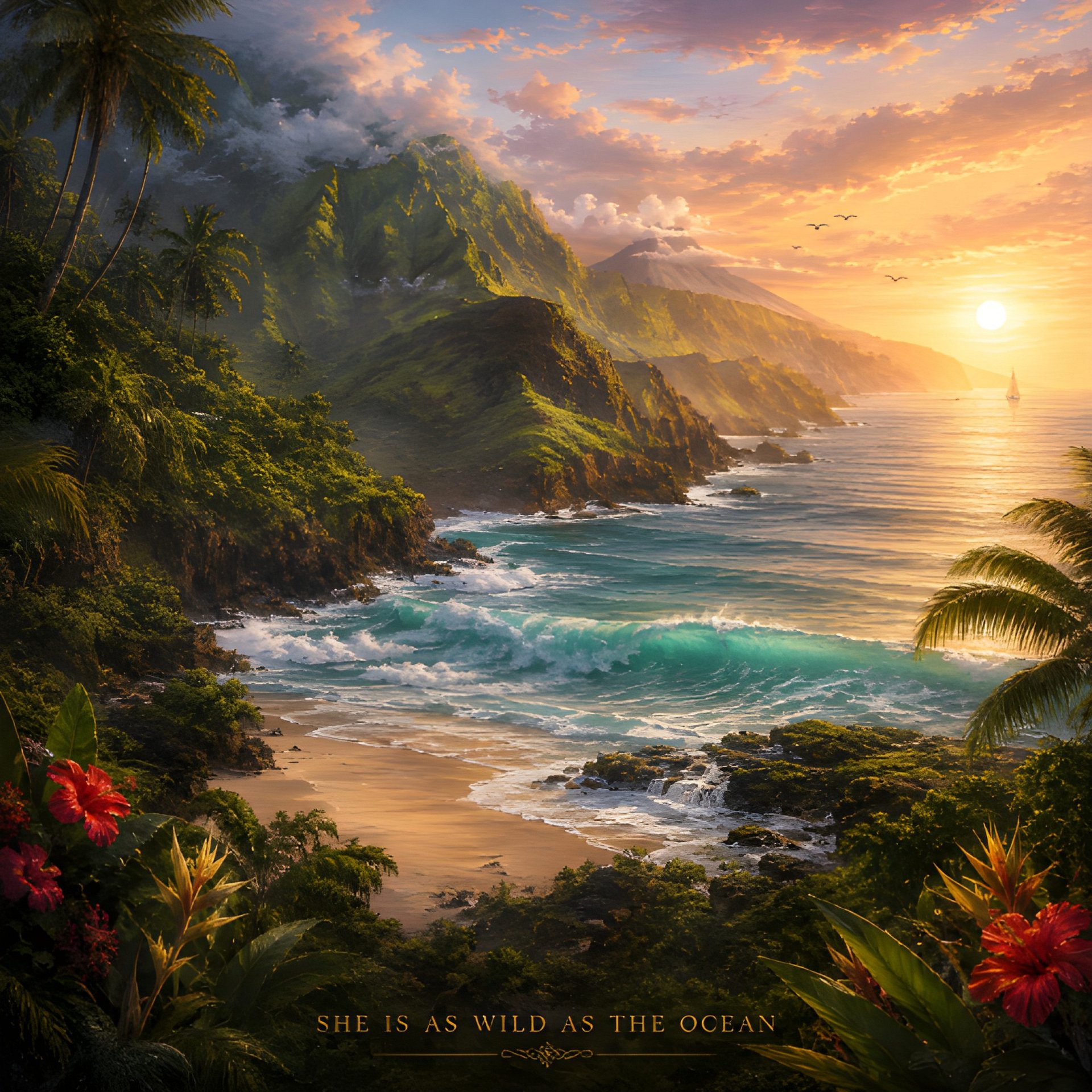 She Is As Wild As The Ocean | Tropical Ocean Wall Art Digital Download $8,99 product image (2)