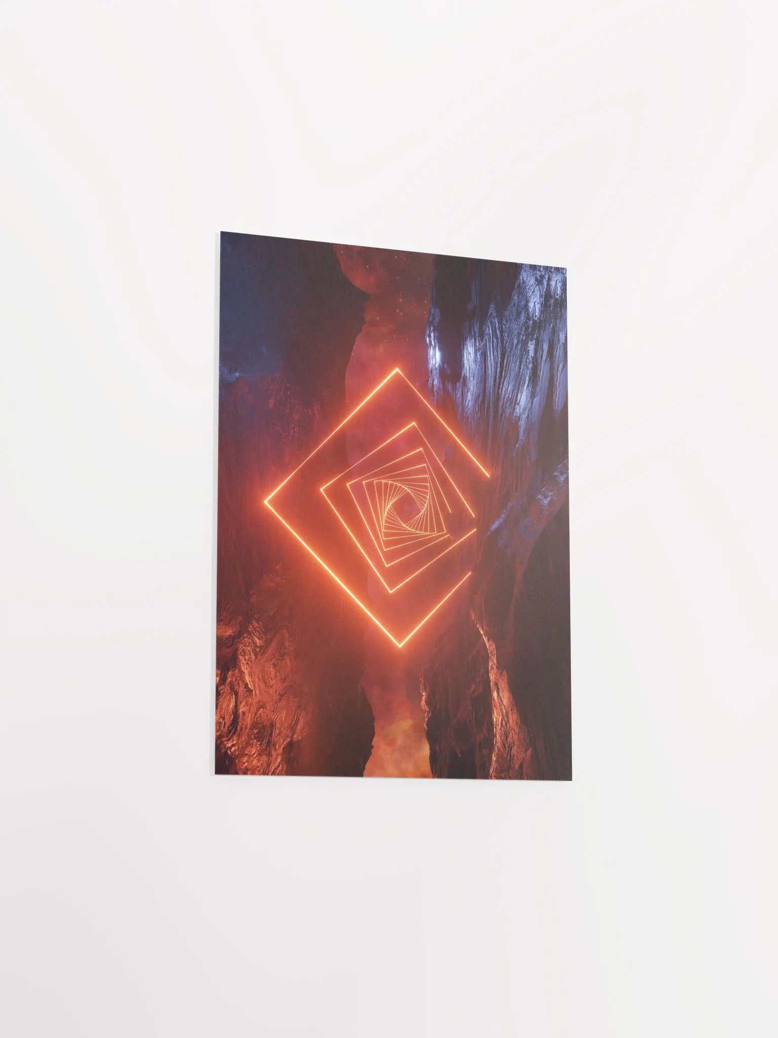 Neon landscape: Squares #2 red [synthwave/vaporwave/cyberpunk] — Aesthetic retrowave poster product image (8)