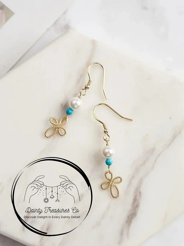 Turquoise & Pearl Drop Cross Hook product image (1)