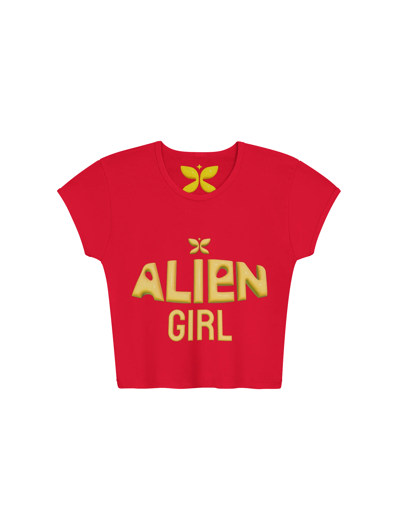 Alien Girl Yellow Graphic Baby Tee product image (1)