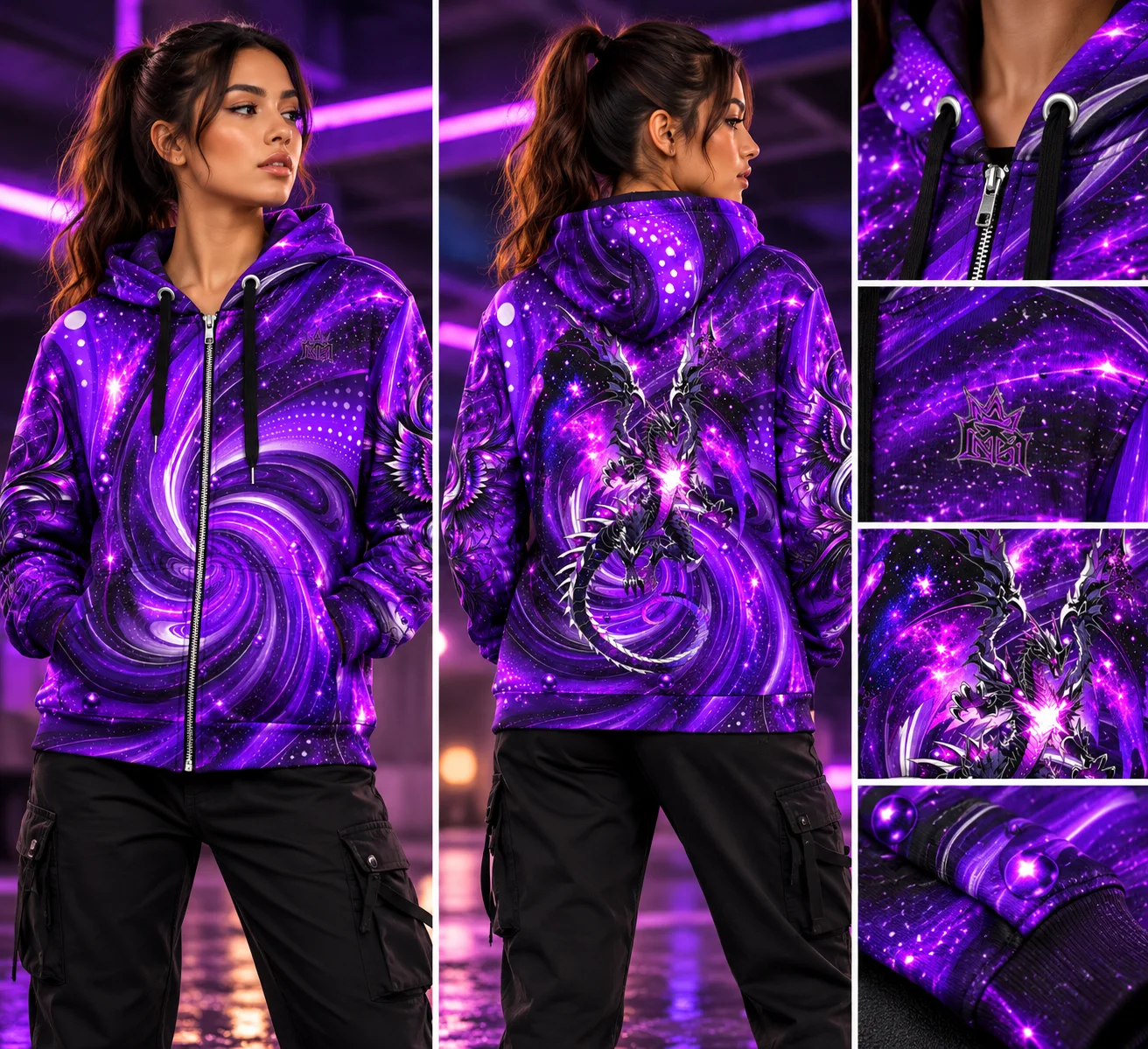 Cosmic Vortex All-Over Print Zip Hoodie product image (1)