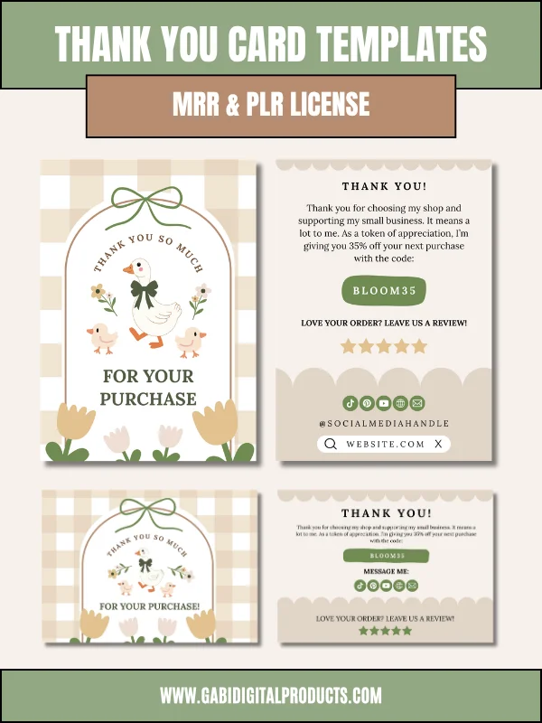 Cottagecore Canva Thank You Cards (MRR/PLR) product image (2)
