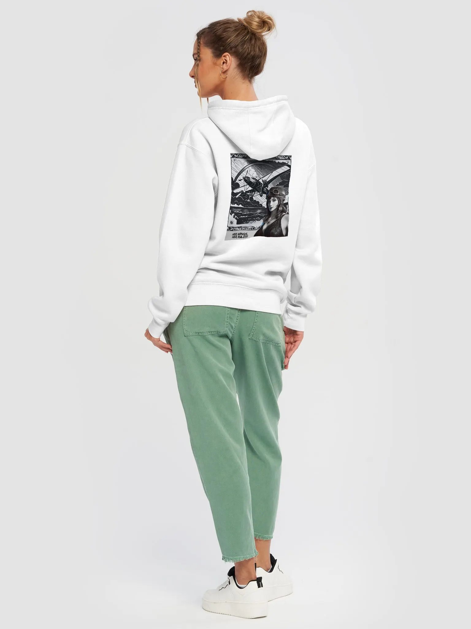 Her Wings, Her Rules - Vintage Aviation Flapper Rear Graphic - Hoodie product image (48)