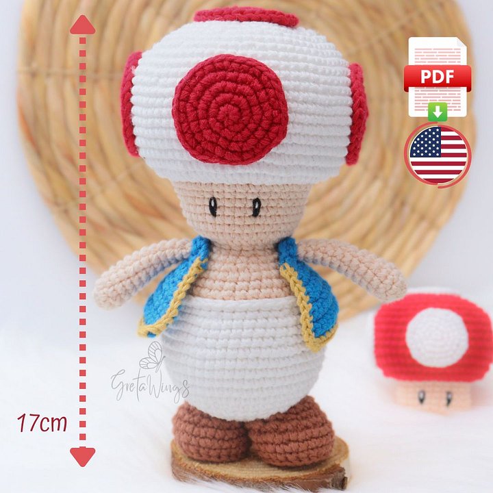Toad Amigurumi Pattern Mario Bros Series (Digital Download) product image (1)