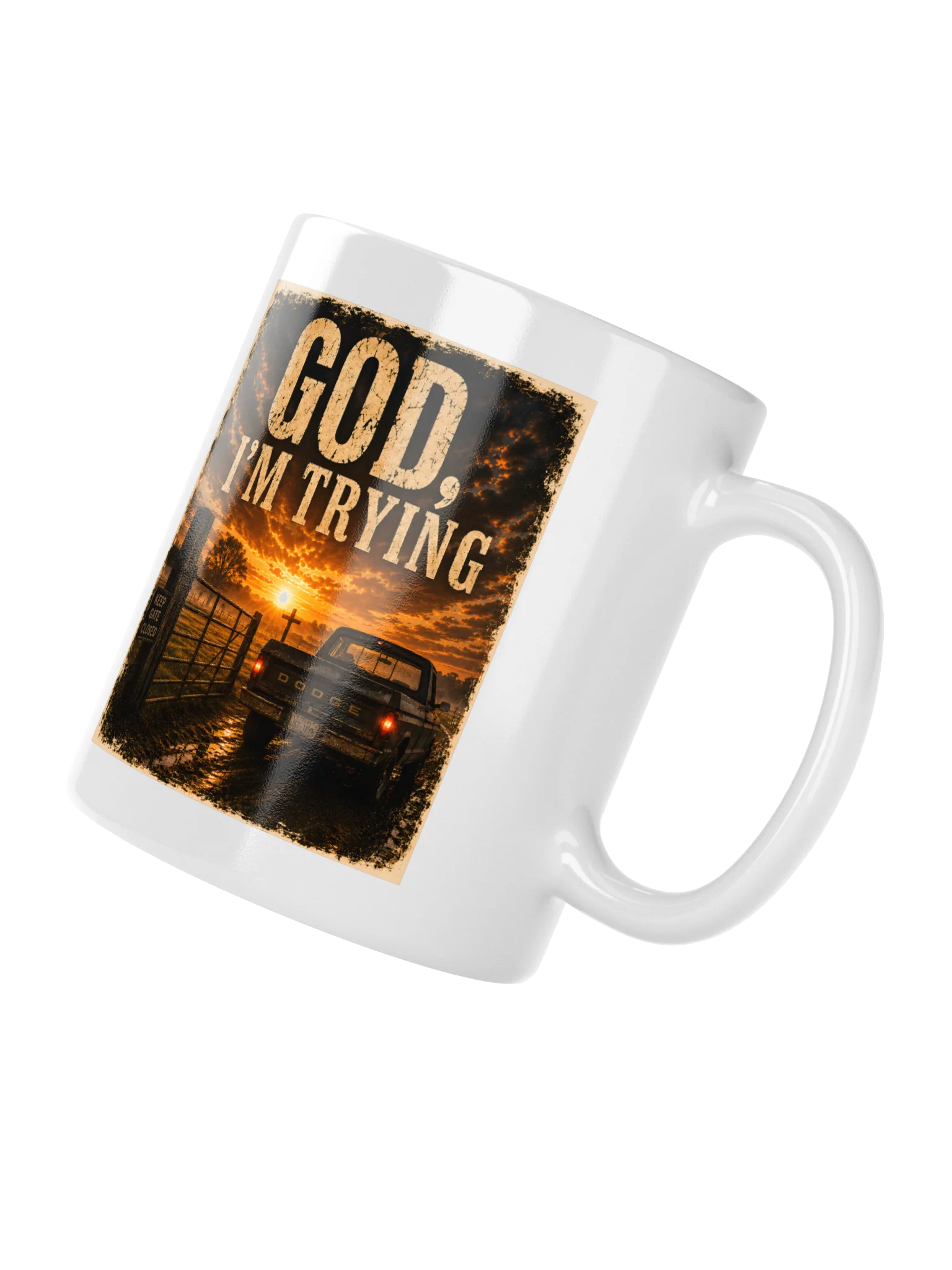 God, I'm Trying 11 oz Coffee Mug product image (4)