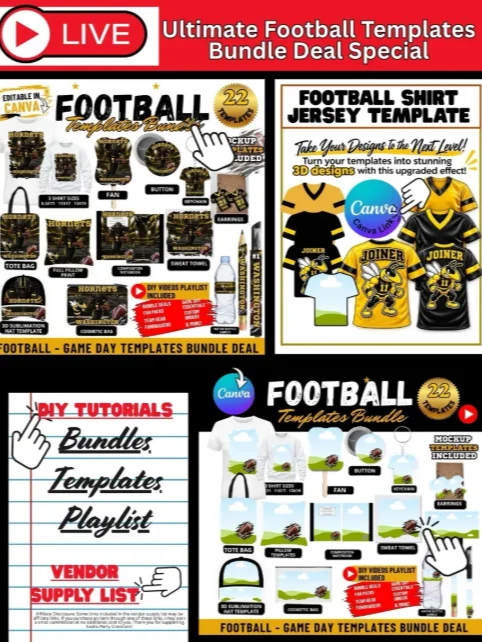 Ultimate Football Templates Bundle Deal - Mock Up and DIY Video Tutorials product image (1)