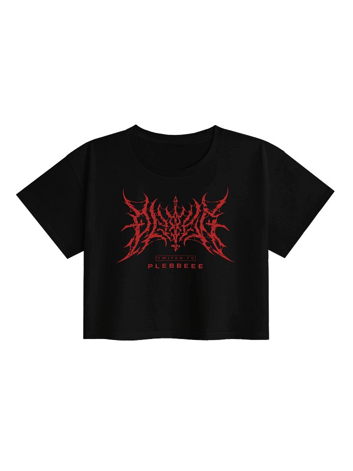 PLEBBEEE Metal Logo Crop Top | Black/Red product image (1)