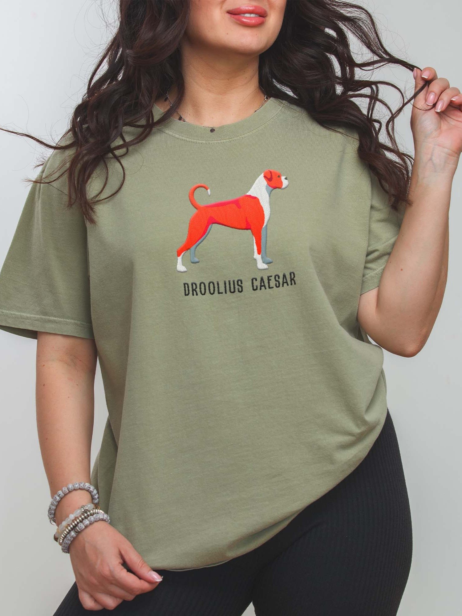Droolius Caesar T-Shirt(Embroidered) of a Boxer(Red & White) product image (2)