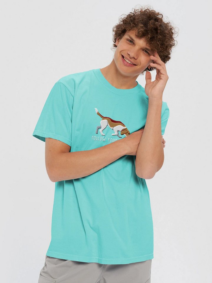 Follow Your Nose T-Shirt(Embroidered) of a Beagle(Tan) product image (2)