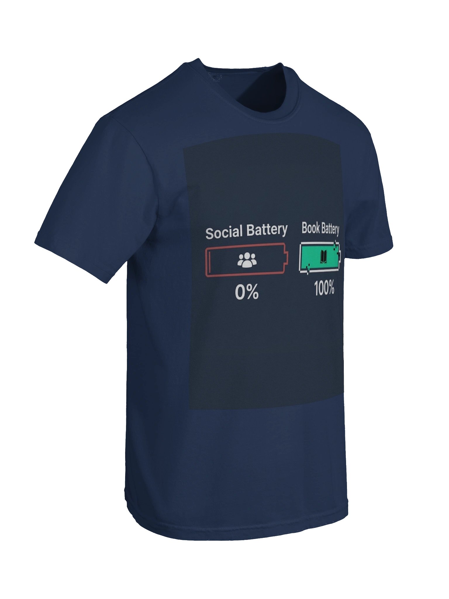 Social Battery 0 Percent Book Battery 100 Percent Introvert Reader T-Shirt product image (6)
