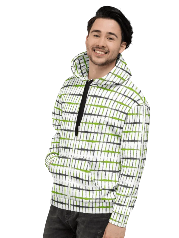 Neon Pulse Grid – Urban Style Green Interlock Unisex Hoodie product image (1)