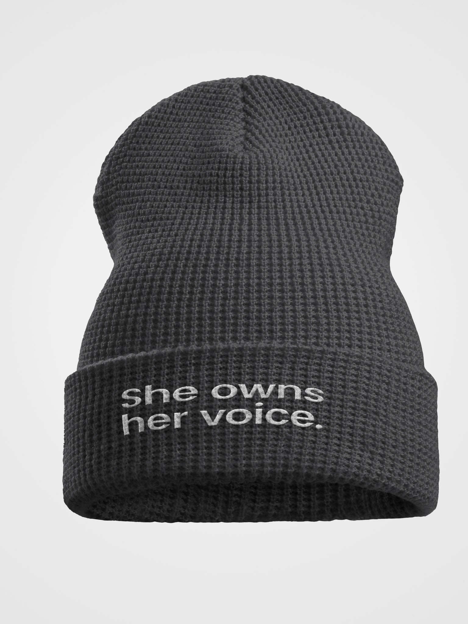 She Owns Dark Waffle Beanie product image (1)