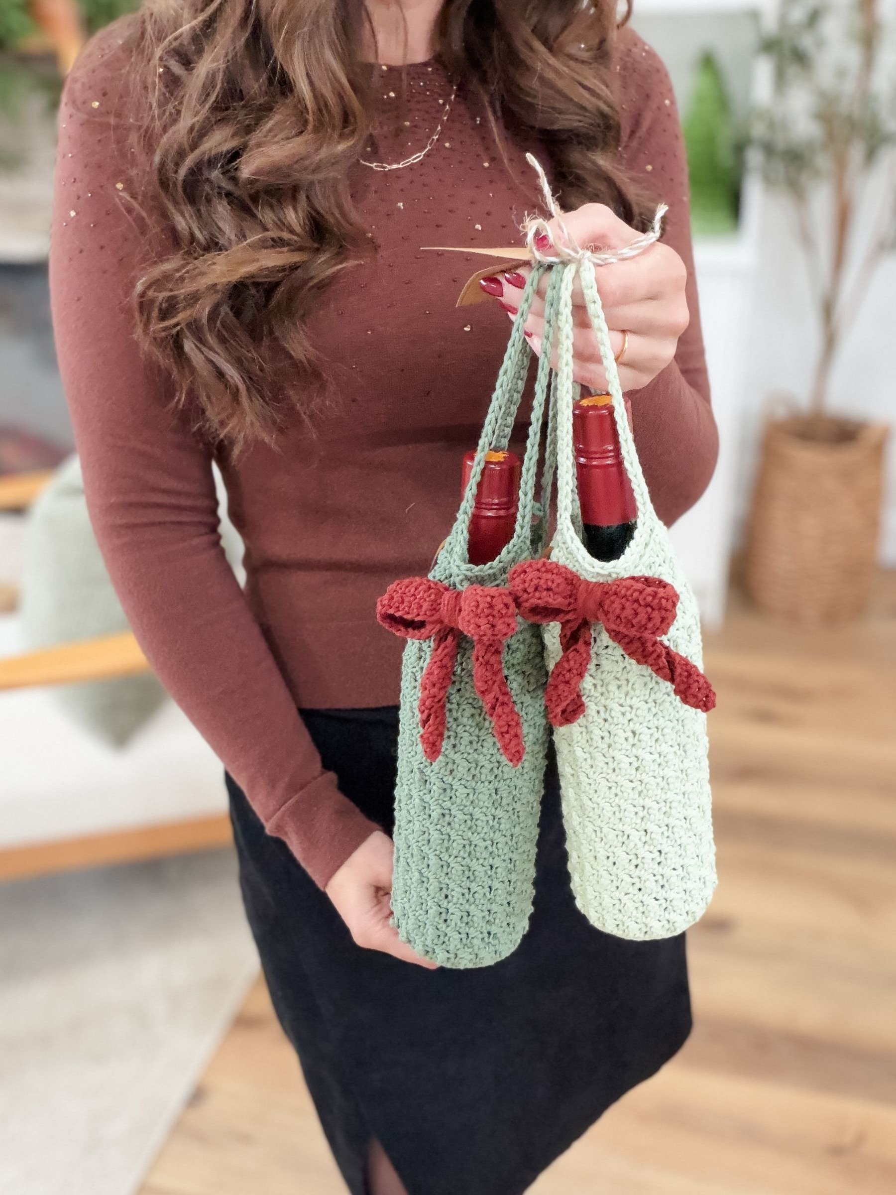 Winterberry Wine Bottle Cozy Crochet Pattern product image (9)