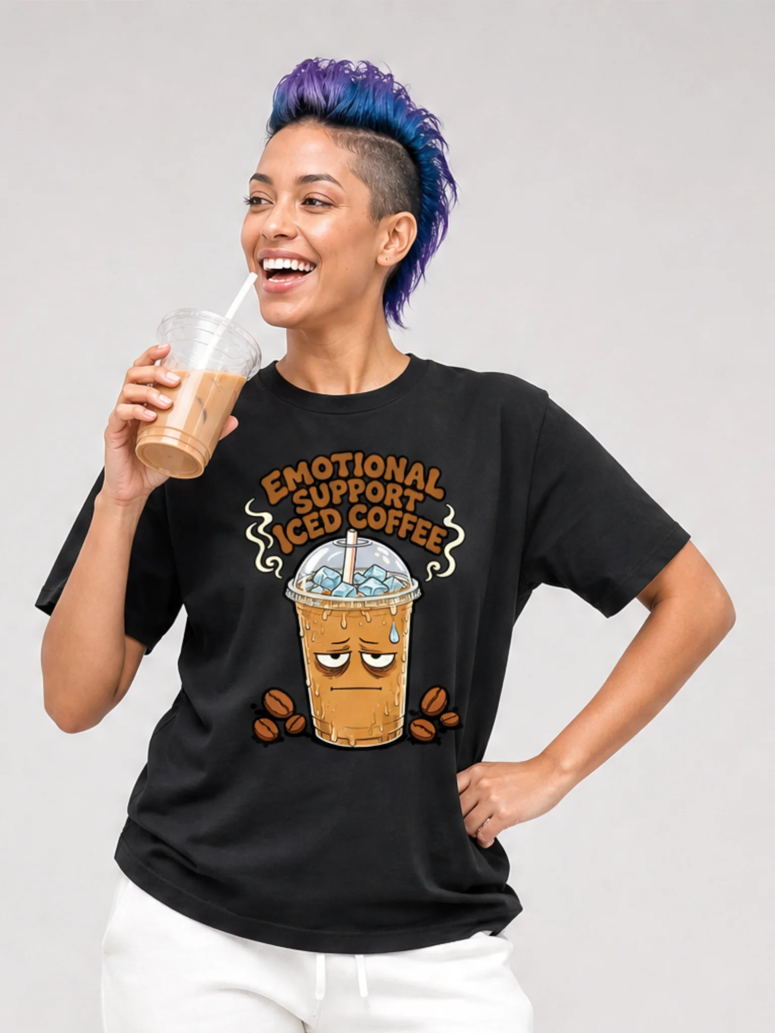 Emotional Support Iced Coffee Graphic T-Shirt product image (1)