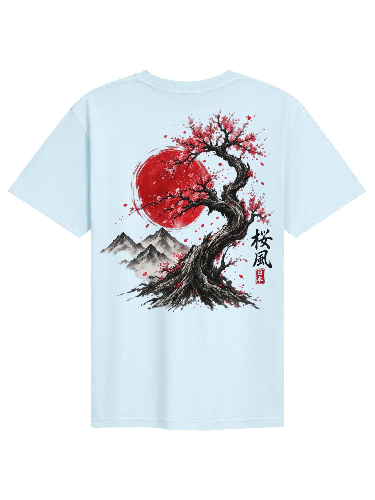Japanese Crane & Cherry Blossom Double-Sided T-Shirt | Japanese Aesthetic Graphic Tee product image (2)