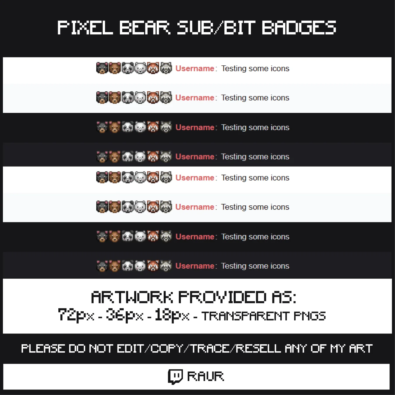 Twitch Pixel Bears - Sub/Bit Badges product image (2)