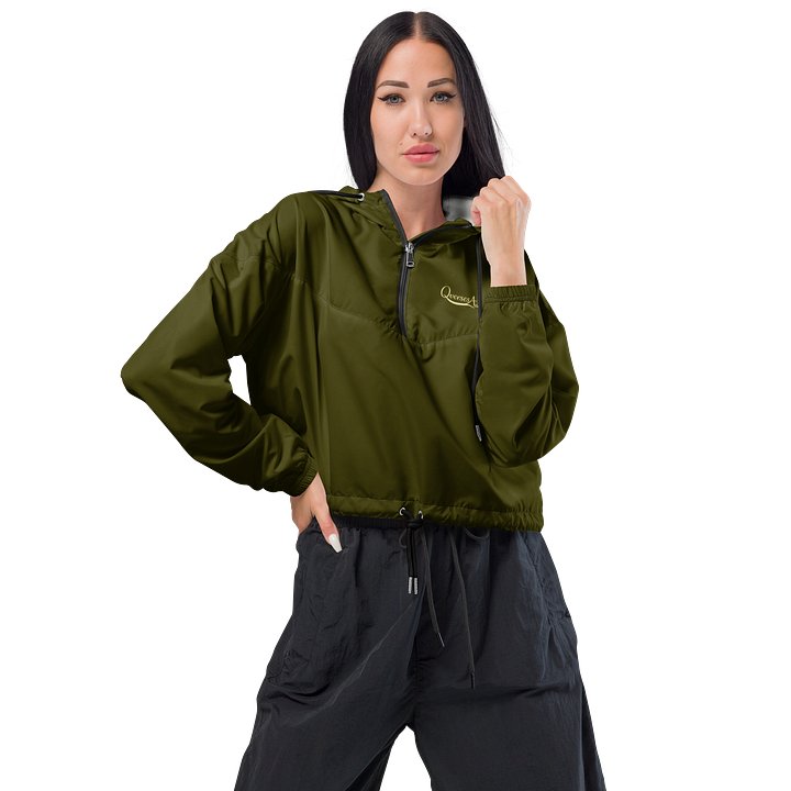 Green Women's Cropped Windbreaker product image (2)