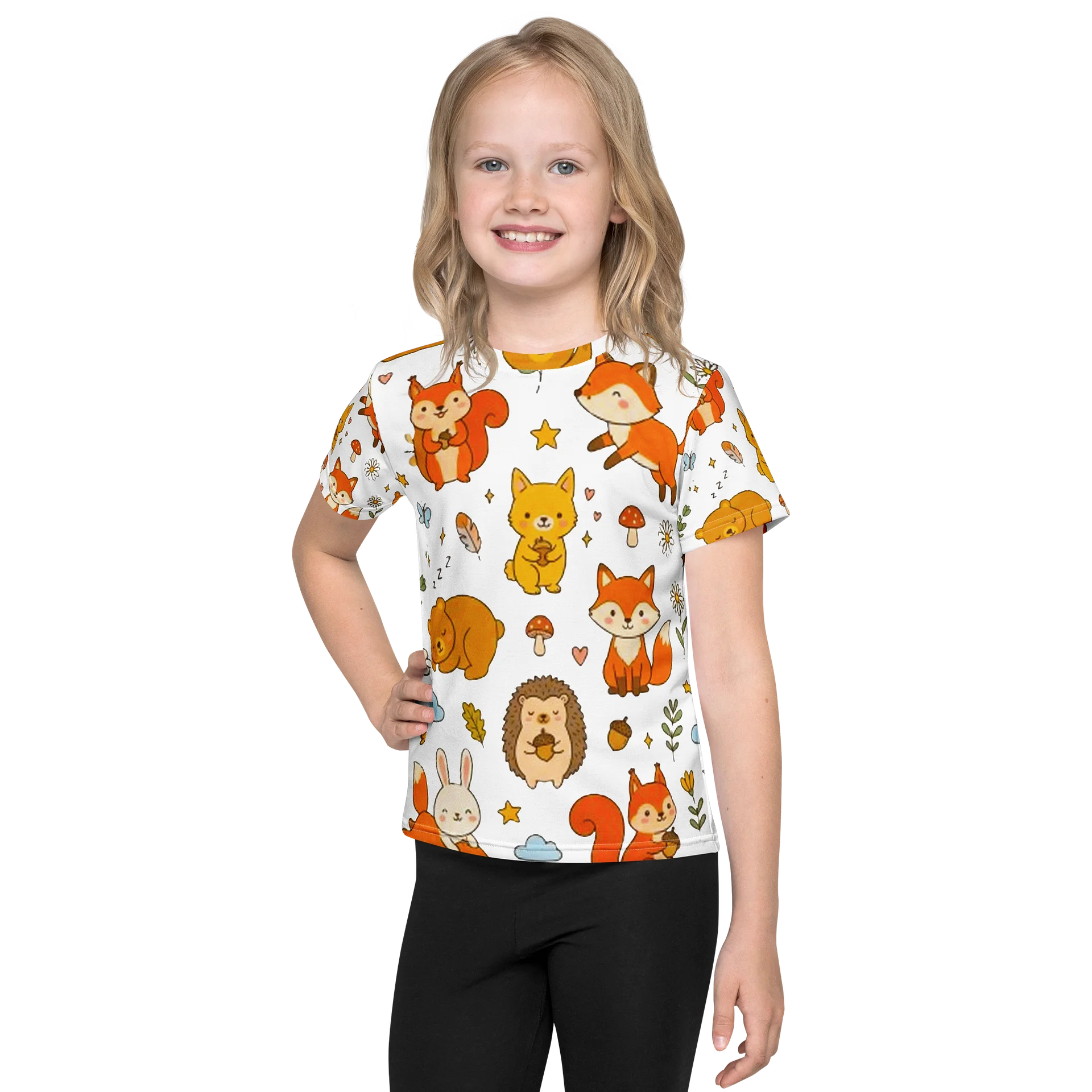Cute Woodland Creatures Kids All-Over Print Graphic Tee product image (1)