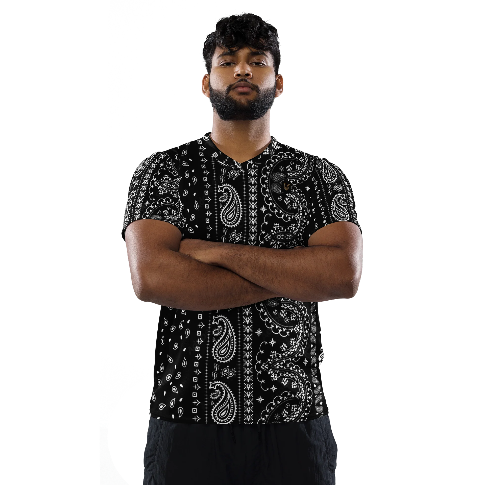 Lafate Store Designer Full Print Shirt Black Vertical Paisley product image (3)