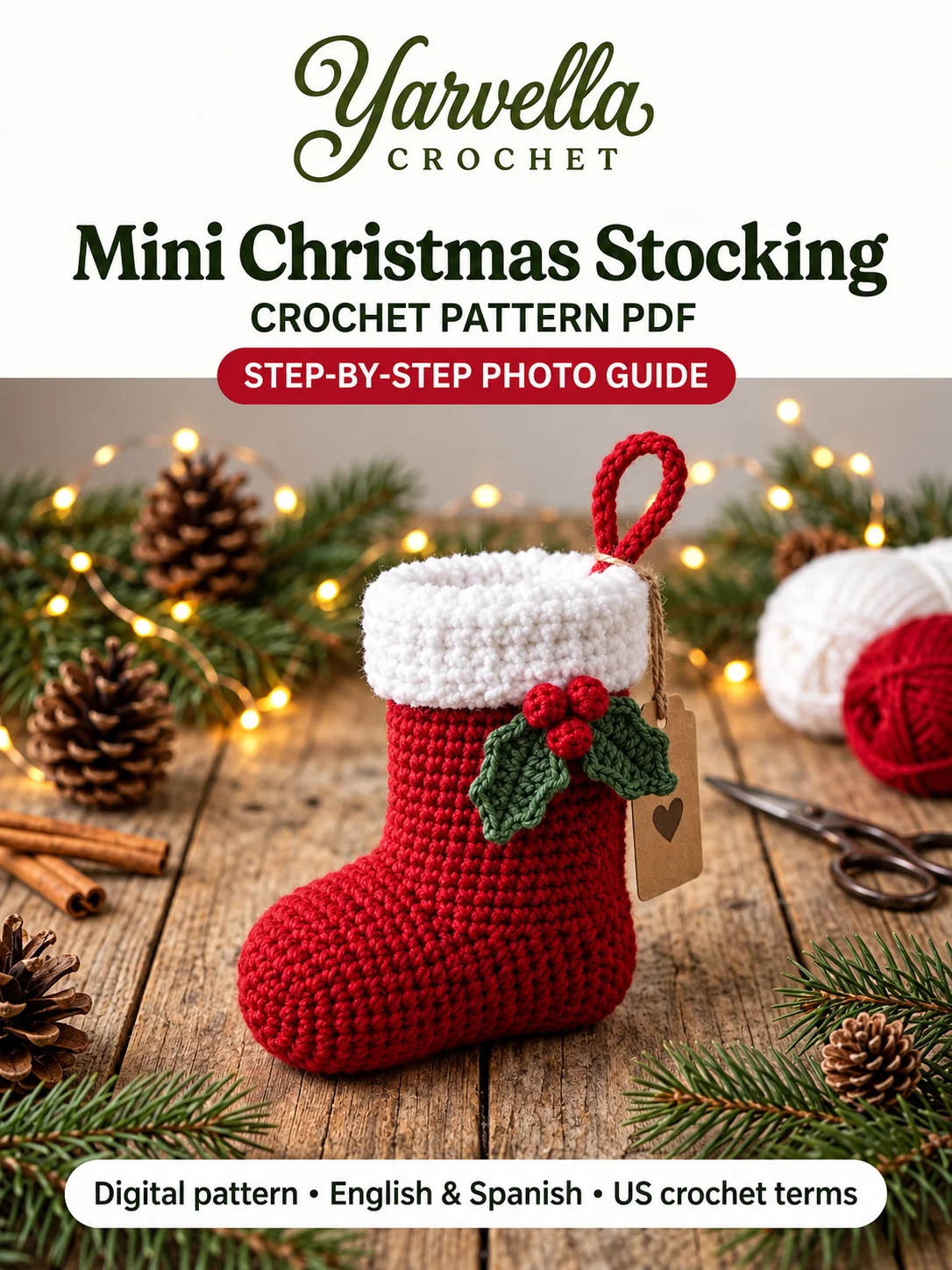 Mini Christmas Stocking Crochet Pattern PDF – Holiday Tree Ornament product image (2)