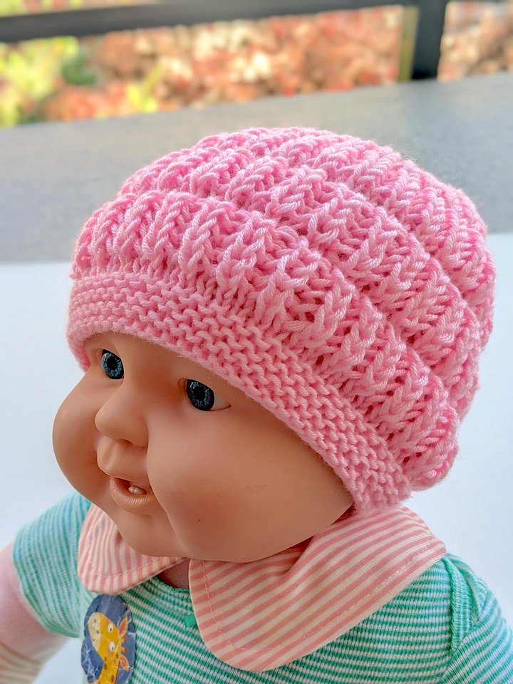Flat Knit Brioche Stitch Baby Hat Pattern product image (1)