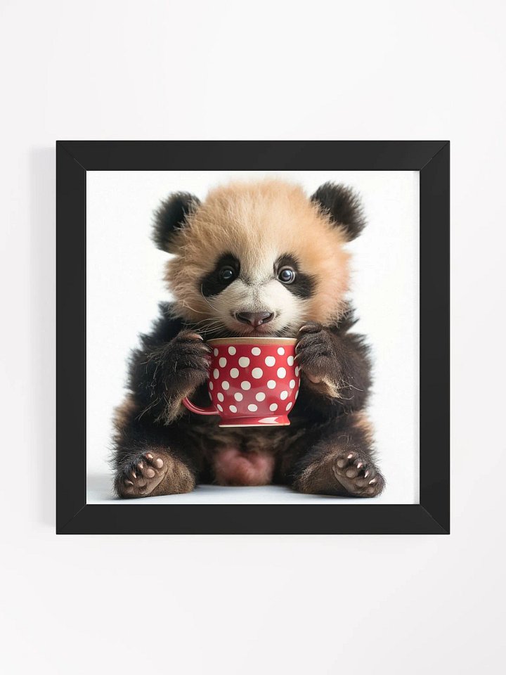 Coffee Lover Cute Baby Panda Framed Wall Art product image (1)