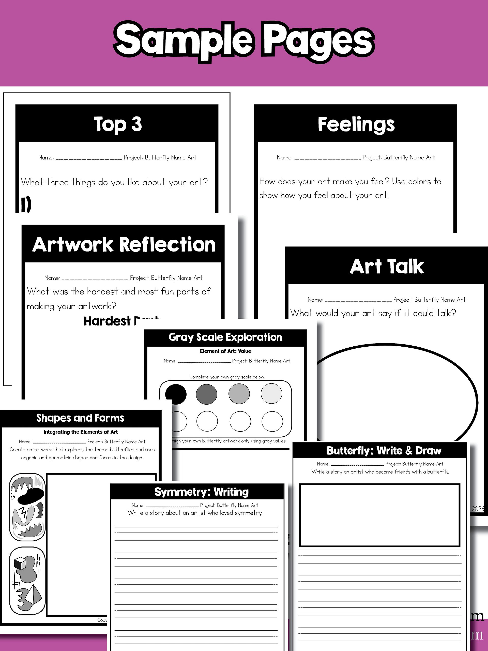 Kindergarten Name Art Lesson Butterfly Fine Motor Art Project Symmetry Activity product image (10)