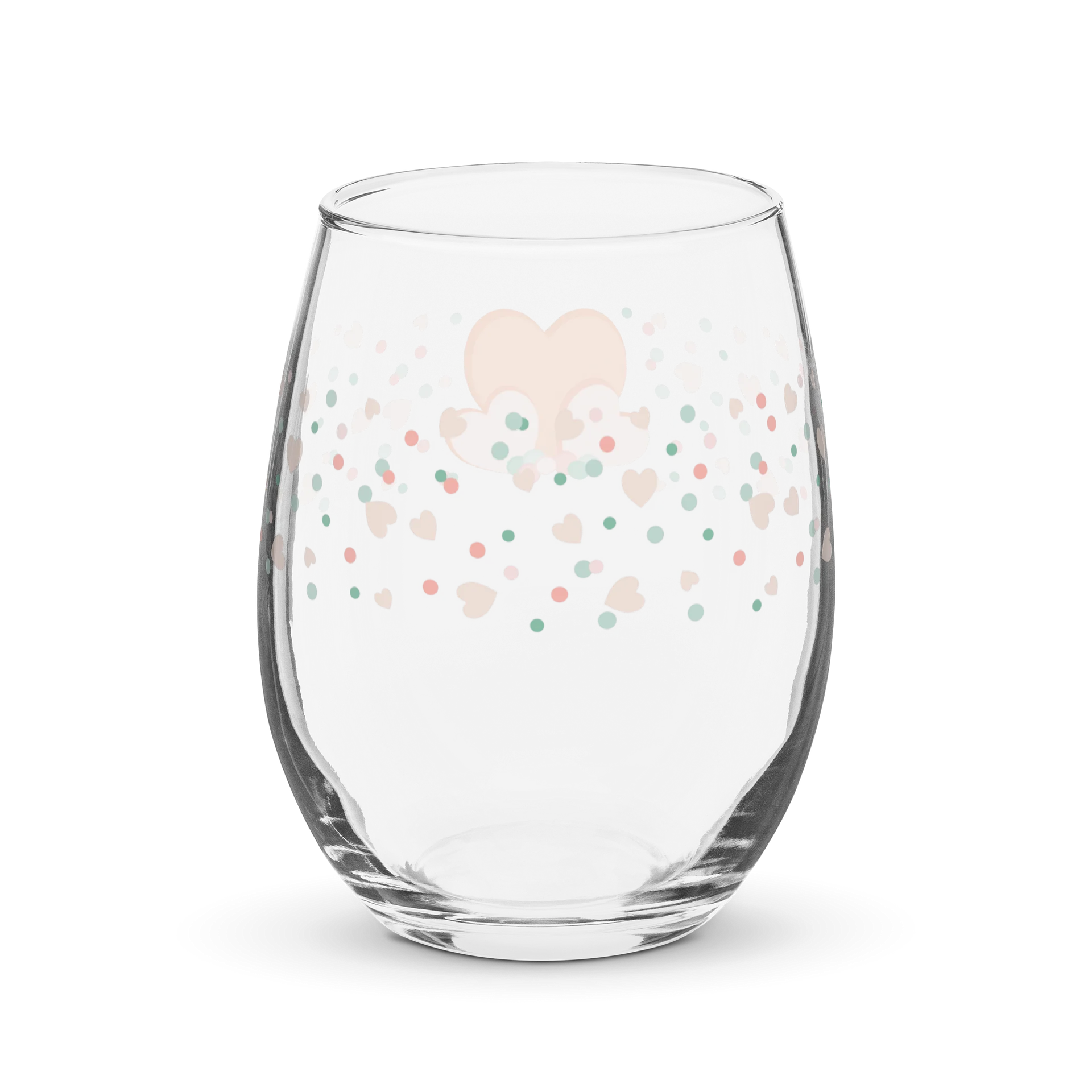 Peachy Hearts and Dots Wine Glass - Peach Fuzz product image (2)