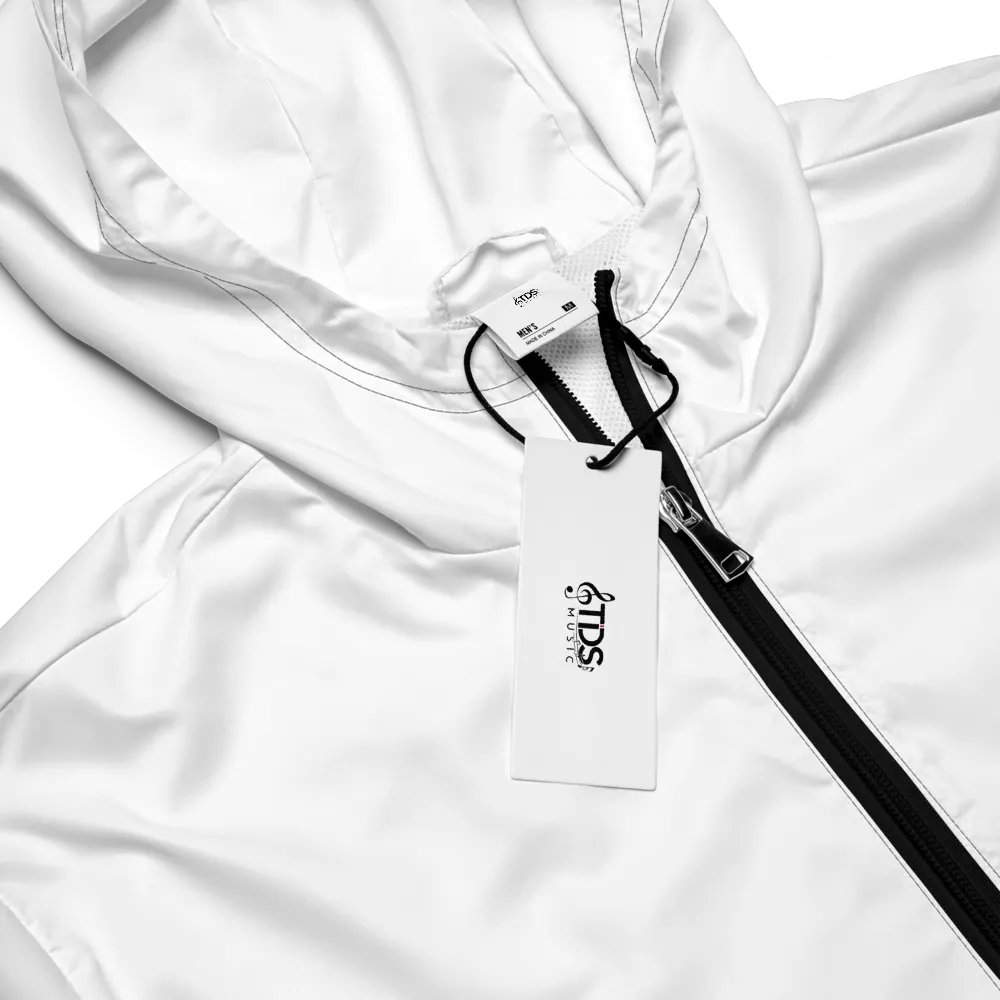 TDS Music Unisex Lightweight Water-Resistant White Windbreaker Jacket product image (9)