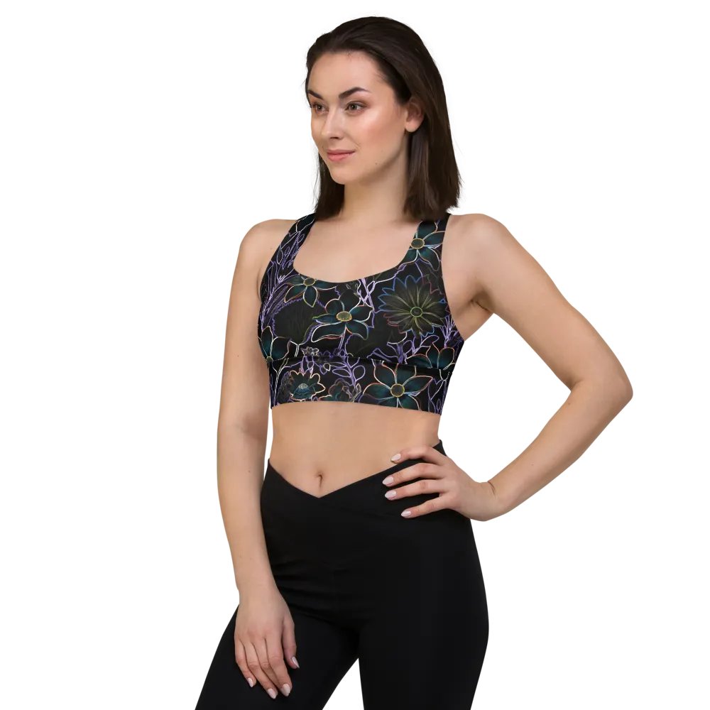 Trippy Floral Dark/All-Over Print Longline Sports Bra by Sublicolor product image (3)