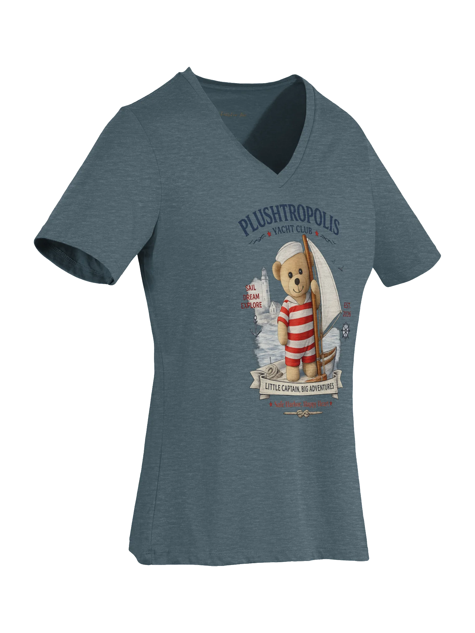 Plushropolis Yacht Club Women’s Relaxed V-Neck T-Shirt product image (7)