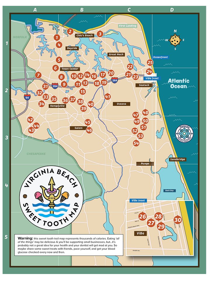 Virginia Beach 2025 Sweet Tooth Trail Map - instant digital download product image (2)