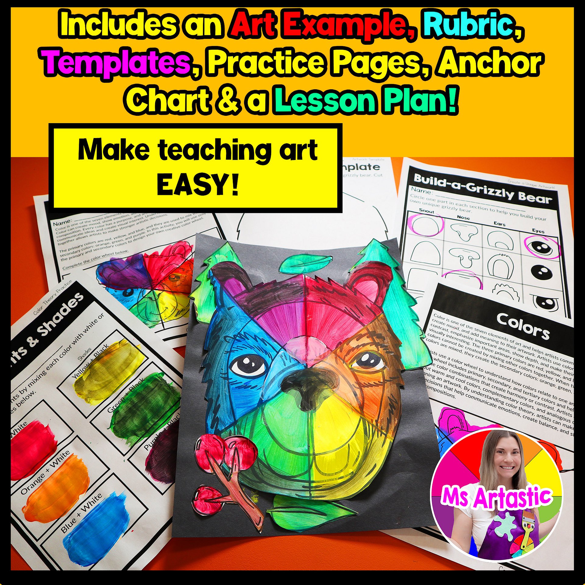 Color Wheel Art Lesson Element of Art Color 5th Grade Color Wheel Art Project product image (3)