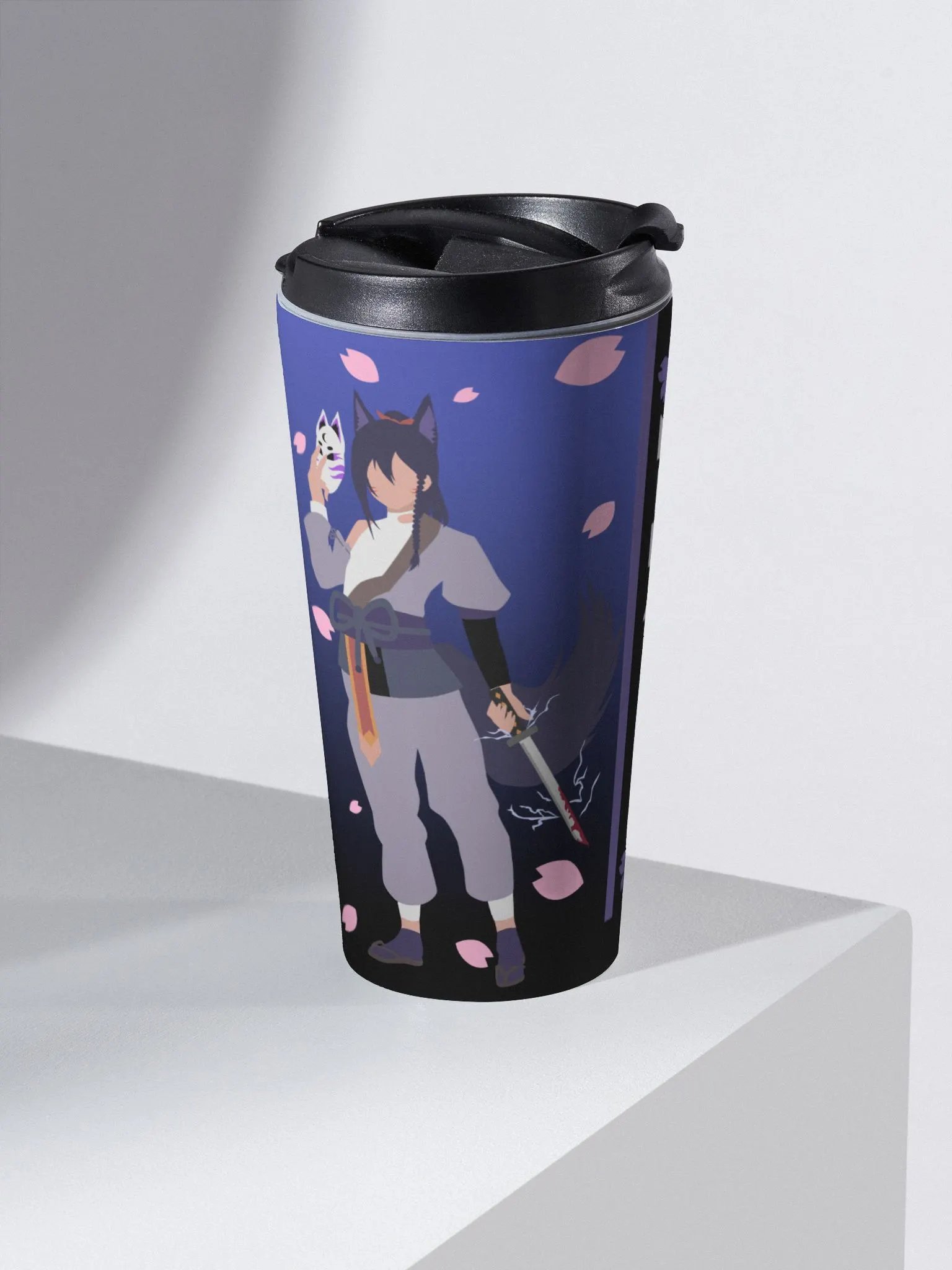 Stainless Steel Travel Mug | Dark Mode | Blue Fade product image (2)