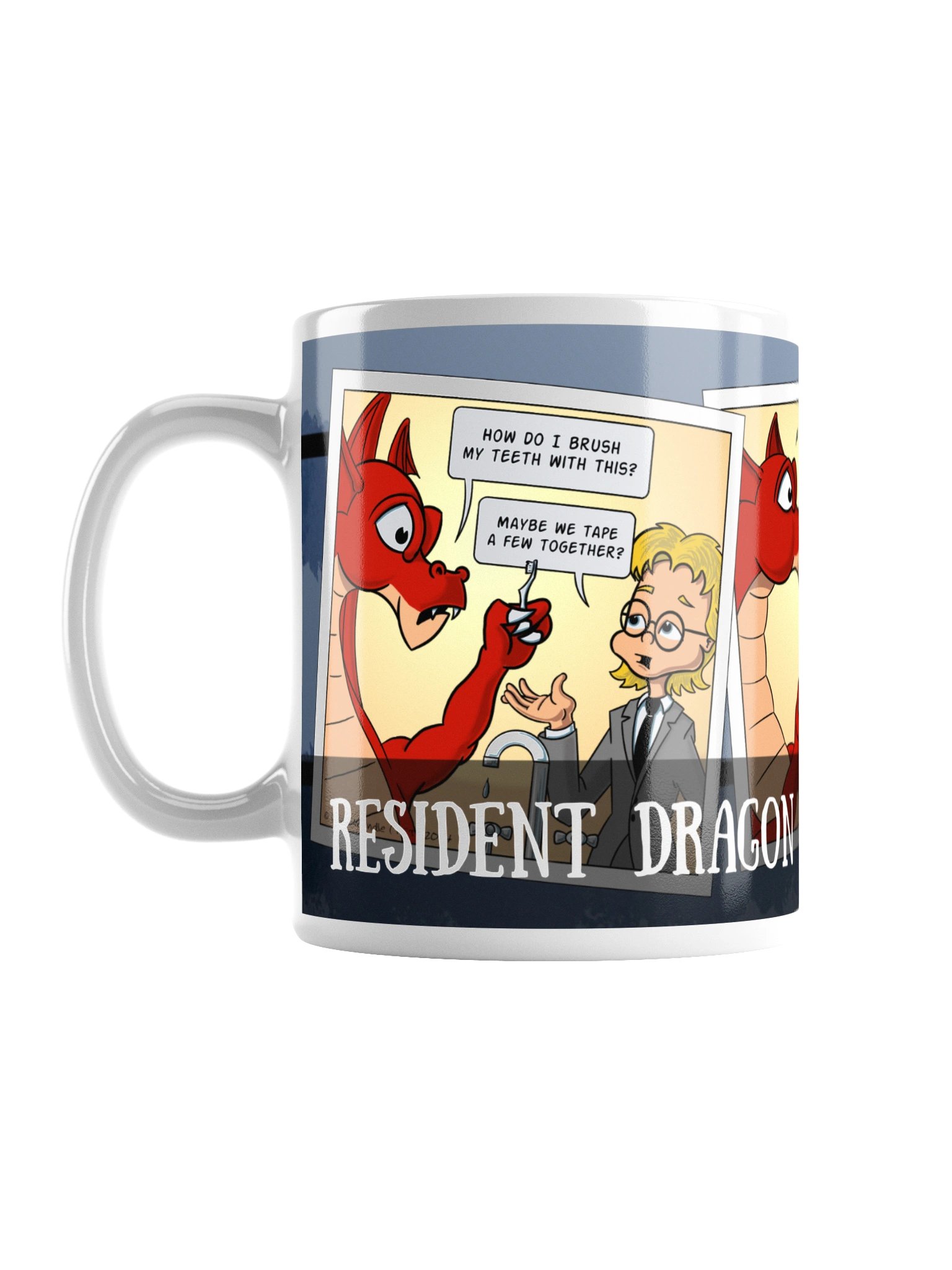 Resident Dragon Comic Right Toothbrush Three-Panel Mug product image (1)