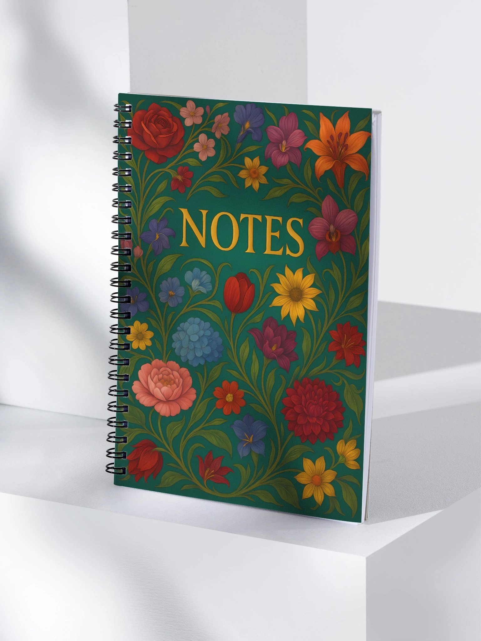 Luxury Art Nouveau Floral Journal – Emerald & Jewel-Tone “Notes” Notebook product image (4)