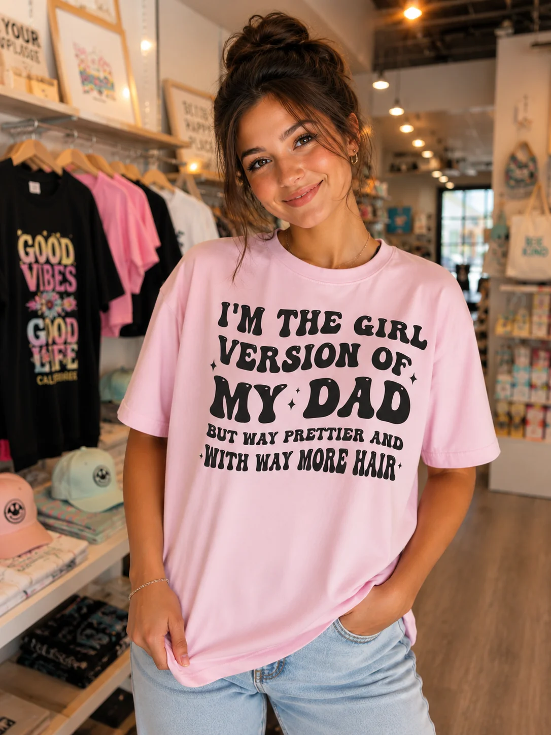 I’m the Girl Version of My Dad – Funny Pink T-Shirt product image (37)