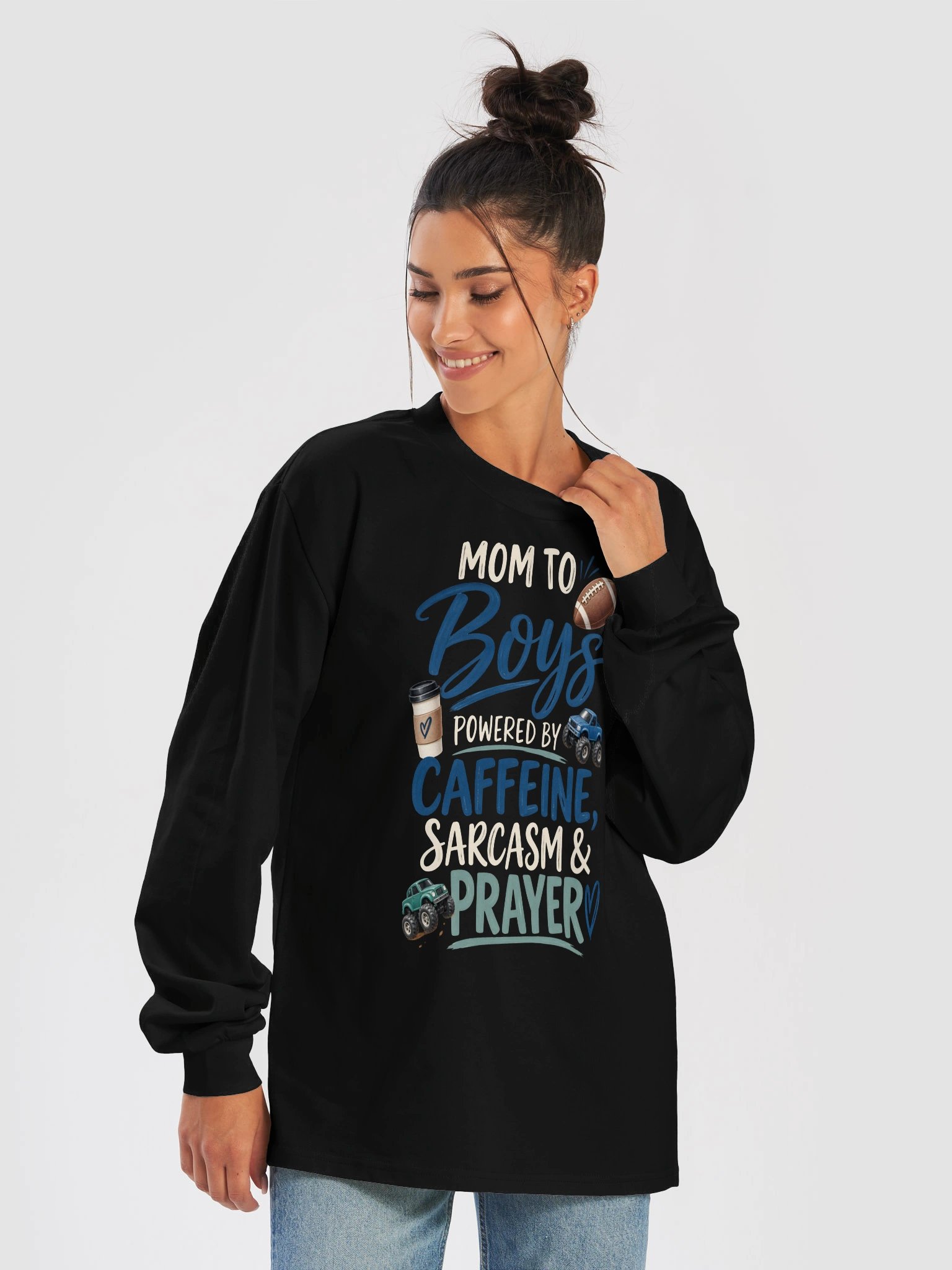 Mom to Boys—Caffeine, Sarcasm & Prayer Long Sleeve product image (16)