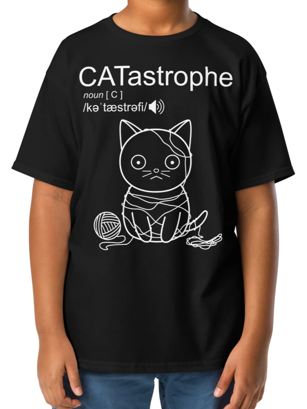 CATastrophe (Cat with Yarn) - Unisex Youth Heavyweight T-shirt product image (6)