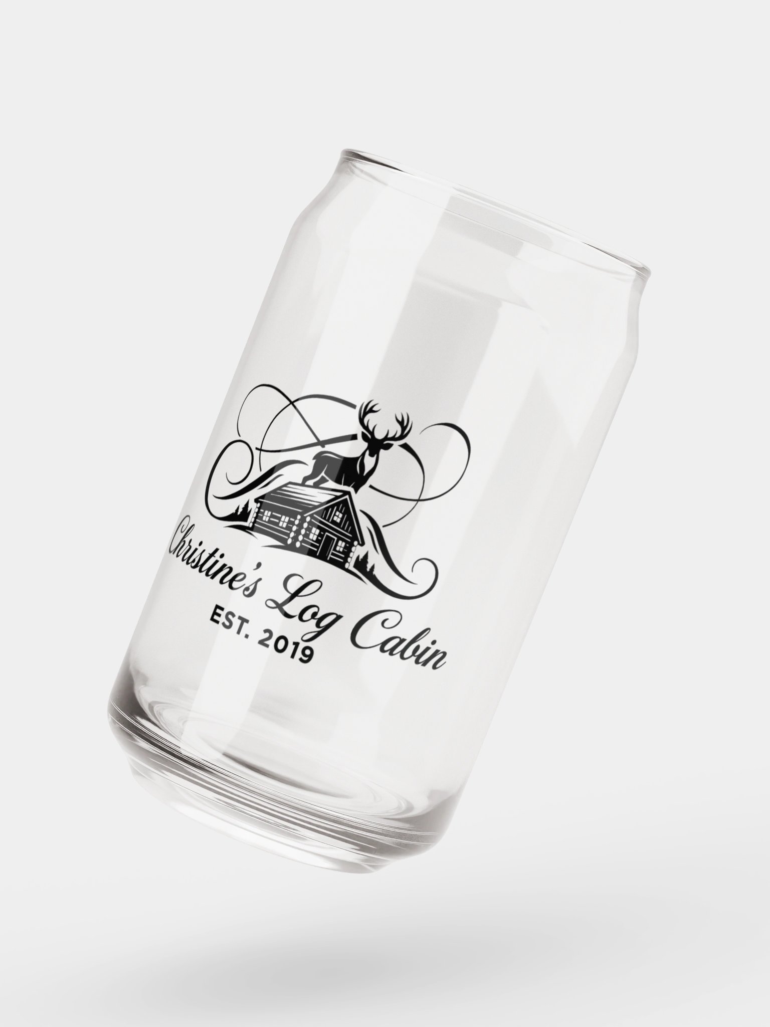 Christine's Log Cabin Custom Drinking Glass Rustic Log Cabin Logo Drinkware product image (4)