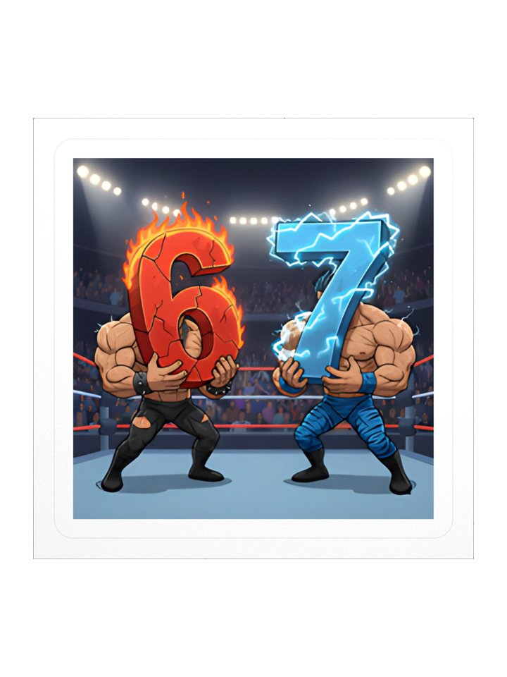6 7 Meme Sticker Wrestling Game Style 3in x 3in Durable Vinyl Kiss Cut Stickers for Indoor Use product image (1)