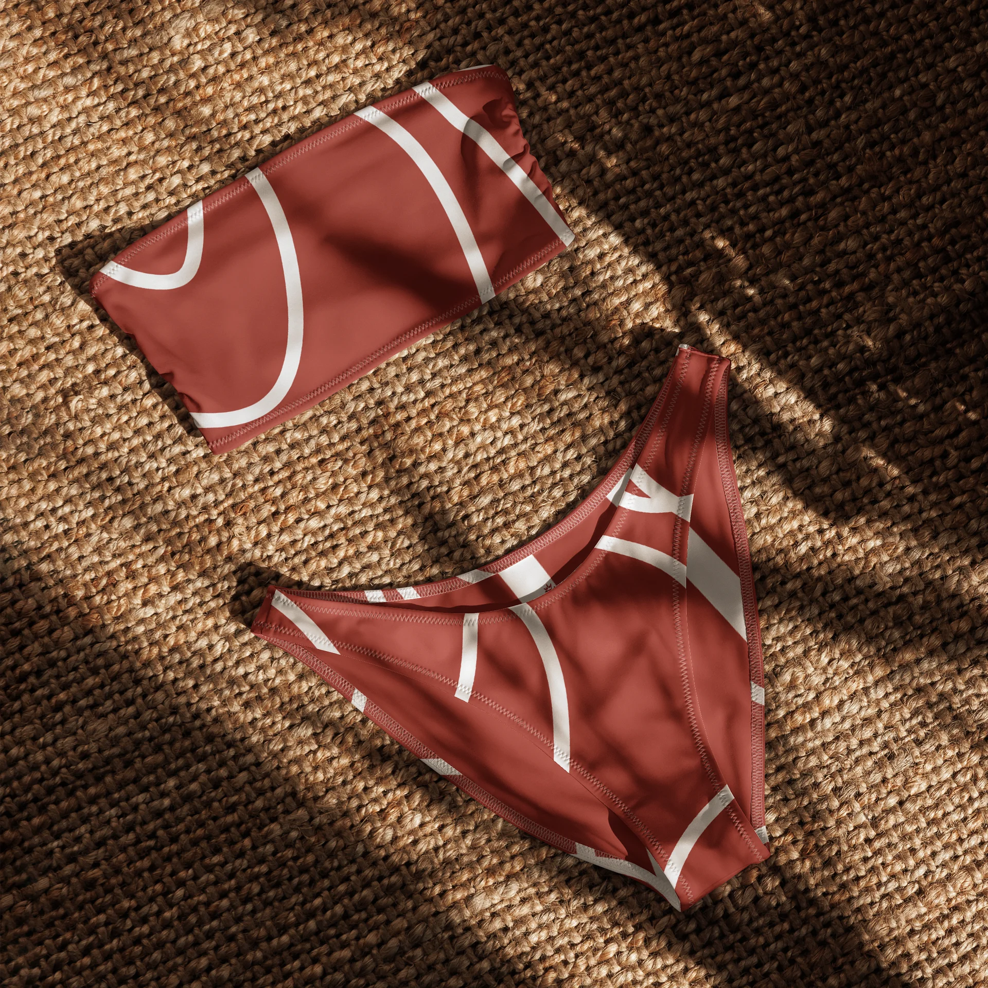 Intricate Red Abstract Bandeau Bikini product image (4)