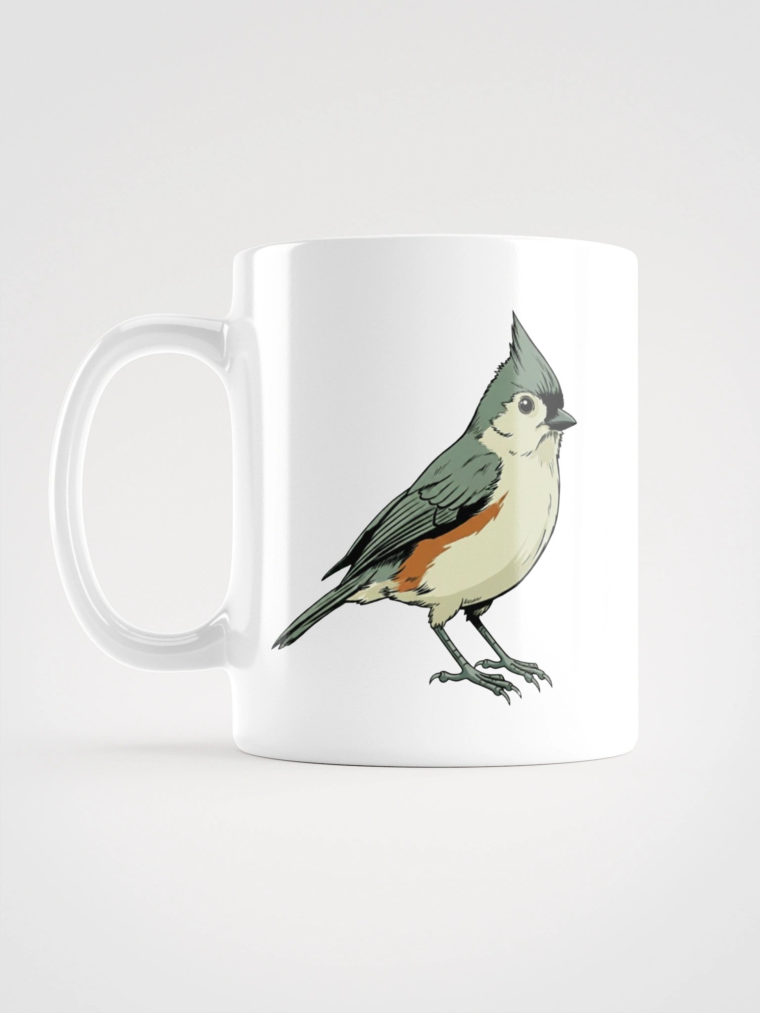 Tufted Titmouse Illustration White Ceramic Mug – Songbird Coffee Cup & Birder Gift product image (1)