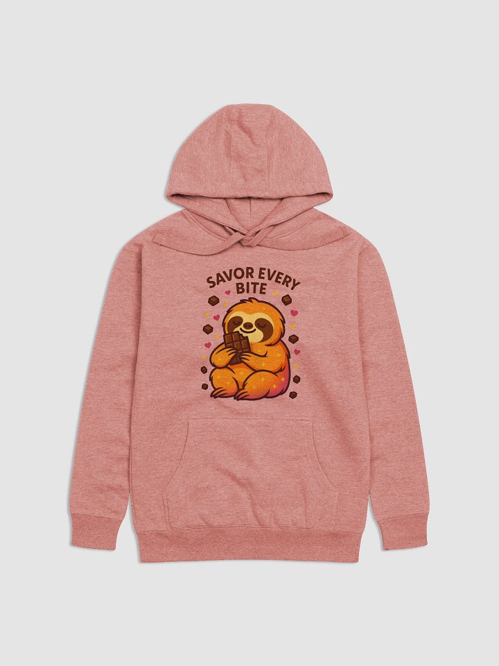 Savor Every Bite – Cute Sloth Chocolate Hoodie | Funny Food-Inspired Loungewear from the Sloths Having Snacks Collection product image (1)