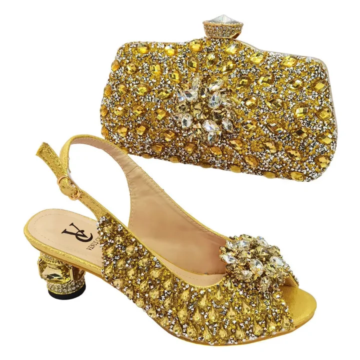 Luxury Italian Women's Rhinestone Shoes and Matching Bag Set – Elegant Platform Block Heel Sandals with Crystal Evening Clutch for Weddings, Parties & Special Occasions product image (4)