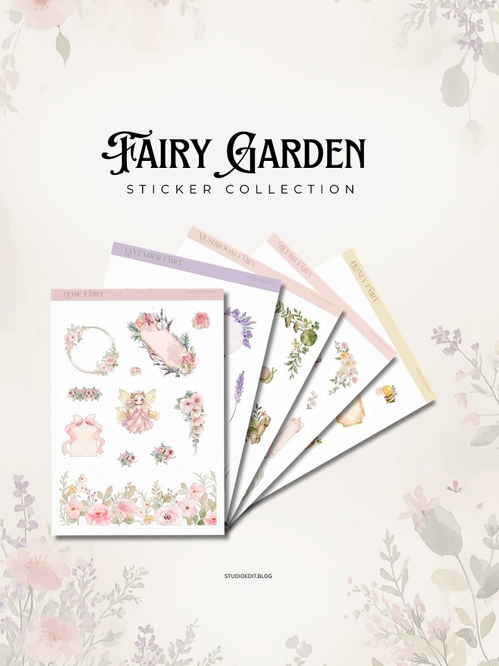 The Ultimate Watercolor Fairy Garden Sticker Sheet Bundle (5-Pack) product image (1)