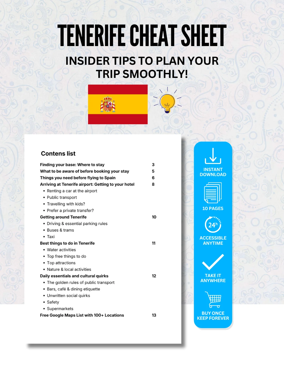 Tenerife Cheat Sheet + FREE Google Maps List (100+ LOCATIONS) product image (2)