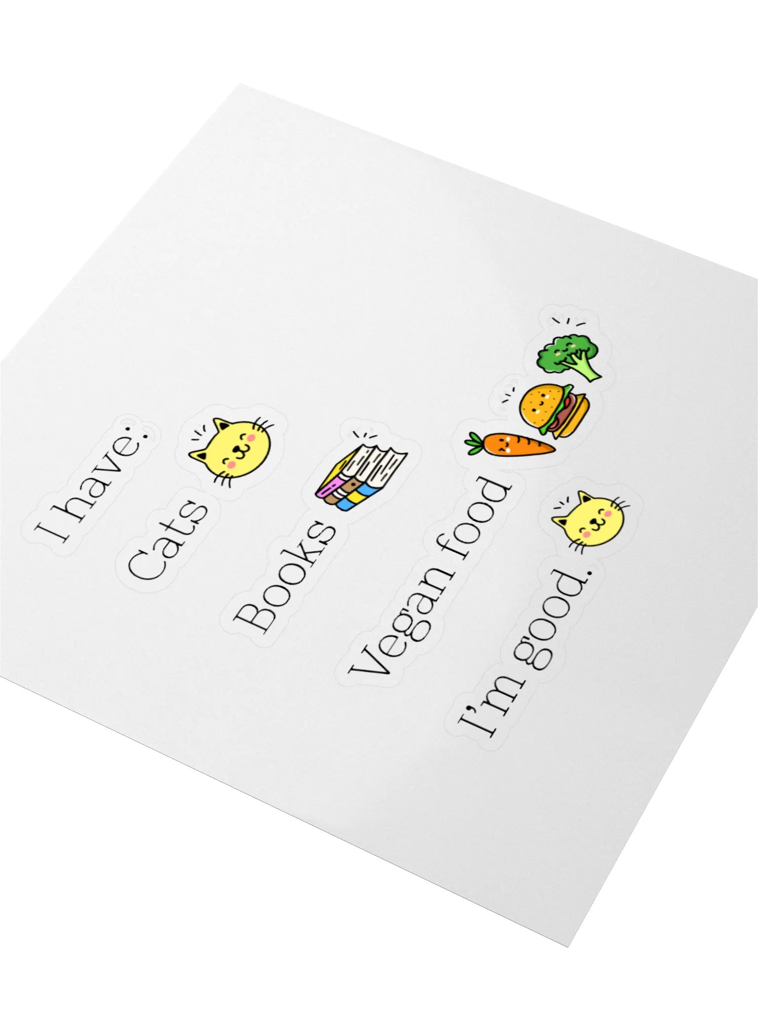 “Cats, Books, and Vegan Food” Fun Sticker product image (3)