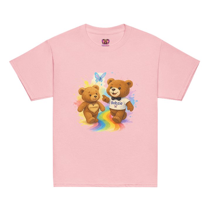 Fayzie & Bobzie – Follow Your Rainbow Pink Kids T-shirt product image (2)