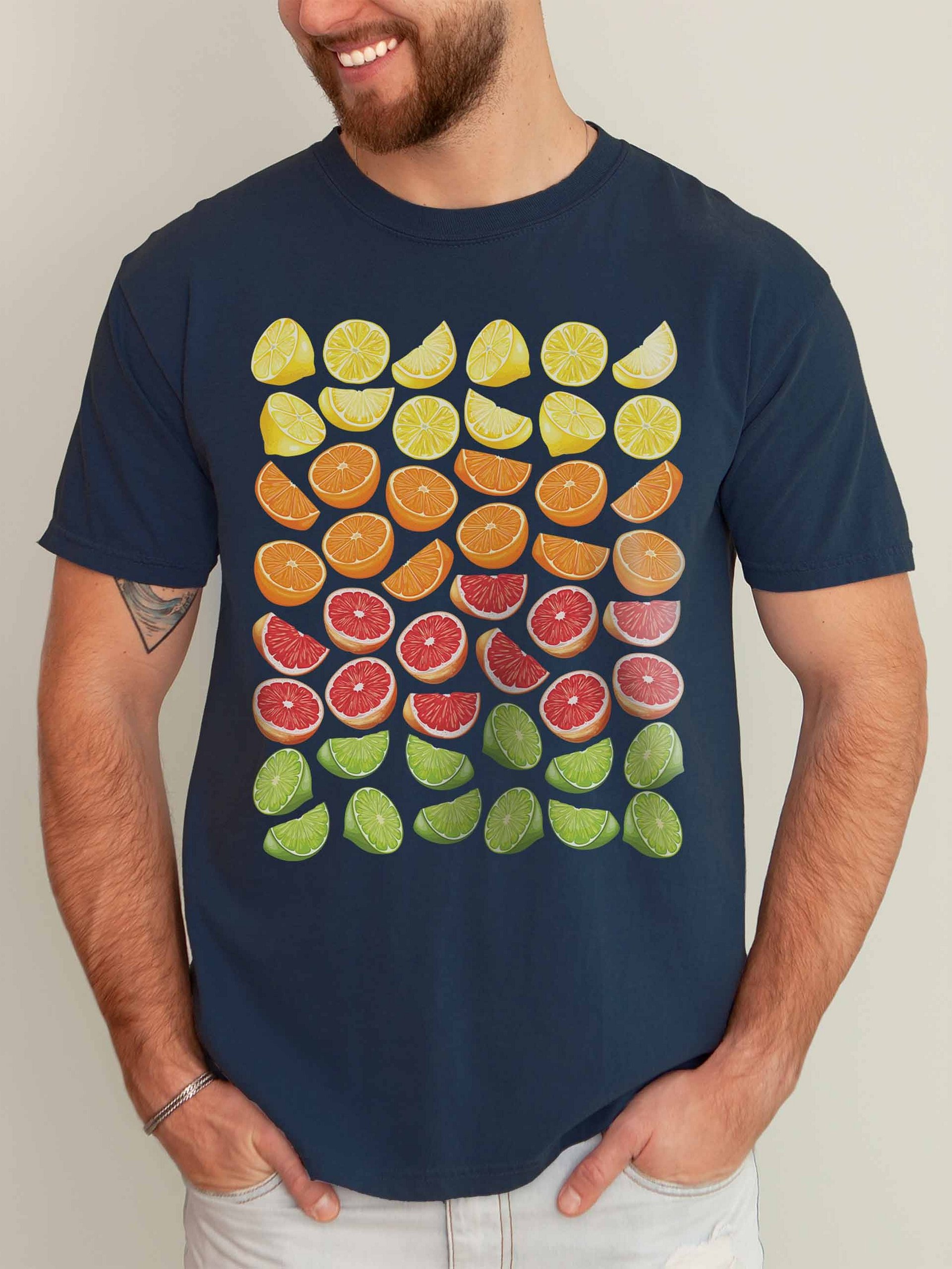 Citrus Fruit Pattern Shirt – Lemon, Orange, Lime & Grapefruit Graphic Tee product image (2)